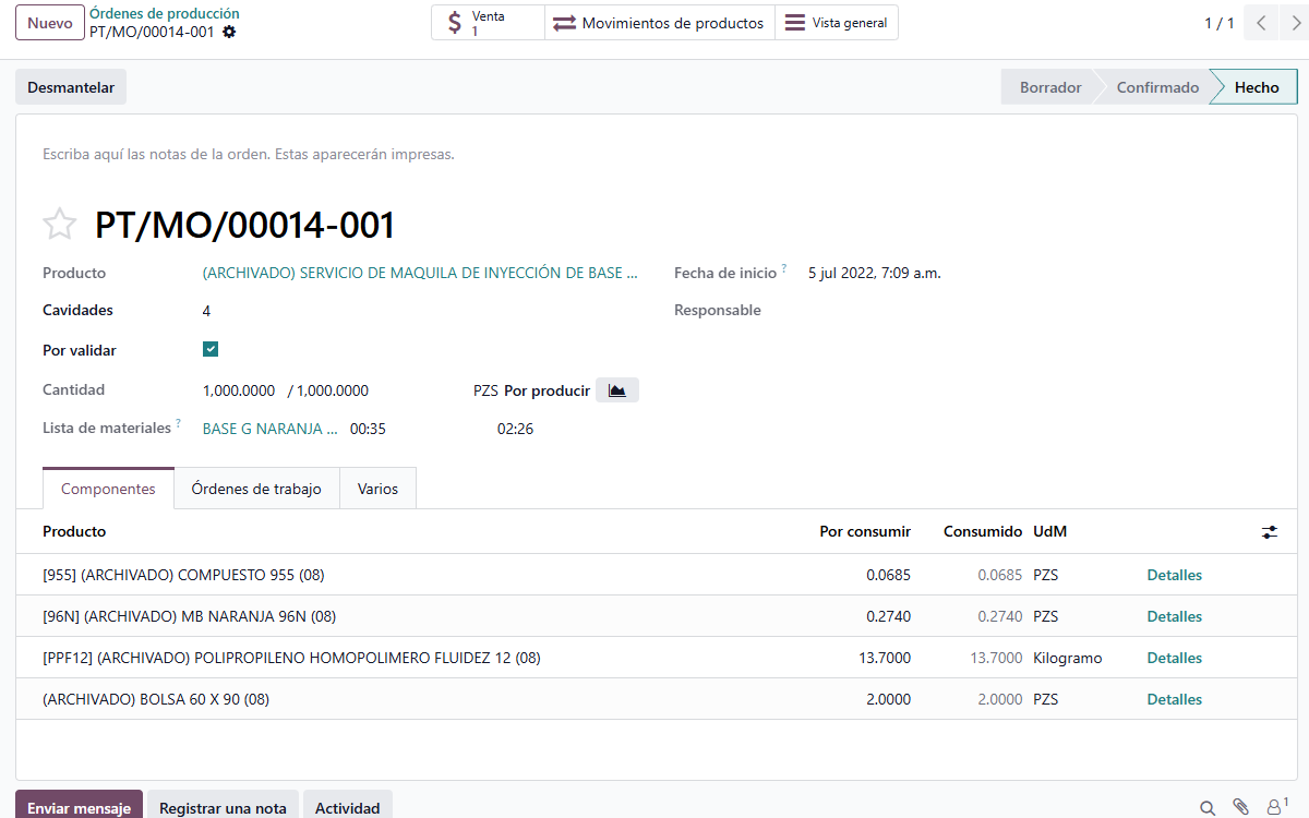 BOM en Odoo